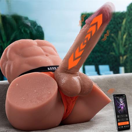 2 İşlevli Telefondan Kumandalı Realistik 24 cm İleri Geri Hareket Penisli Anal Girişli Erkek Kalça - Gretel