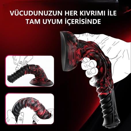 Belden Bağlamalı 21 cm Et Dokulu Fantezi Renklerde Gerçekçi Çift Katmanlı Sünnetsiz Silikon Penis - Horse Power 5