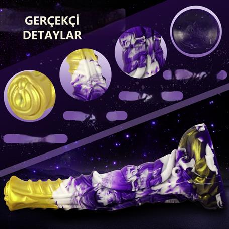 21 cm Et Dokulu Fantezi Renklerde Gerçekçi Çift Katmanlı Sünnetsiz Silikon Penis - Horse Power 4