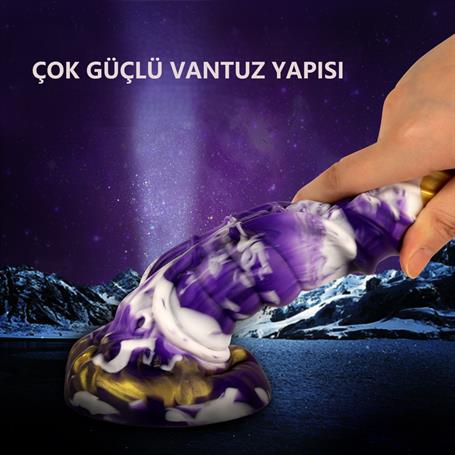 21 cm Et Dokulu Fantezi Renklerde Gerçekçi Çift Katmanlı Sünnetsiz Silikon Penis - Horse Power 4