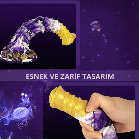 21 cm Et Dokulu Fantezi Renklerde Gerçekçi Çift Katmanlı Sünnetsiz Silikon Penis - Horse Power 4