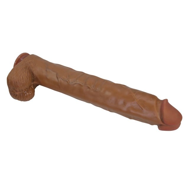 Belden Bağlamalı 40 cm Realistik Vantuzlu Melez Dildo Penis - Pat