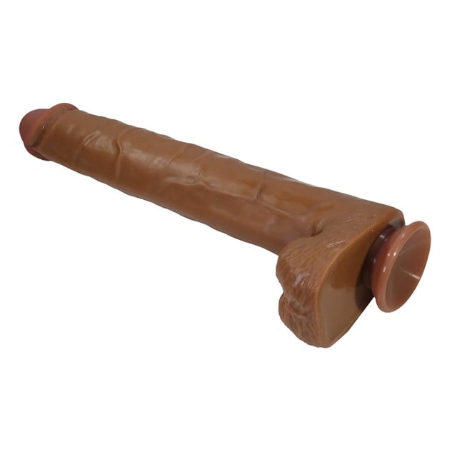 Belden Bağlamalı 40 cm Realistik Vantuzlu Melez Dildo Penis - Pat