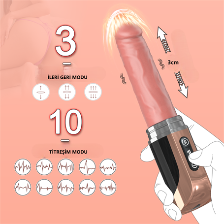 Şişirilebilir İleri Geri Hareketli USB Manyetik Şarjlı 23 cm İleri Geri Hareketli Titreşimli Dildo - Jose