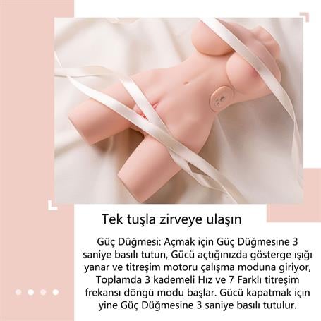 USB'den Manyetik Şarjlı Titreşim Fonksiyonlu Realistik Yarım Vücut - Kosey Pussy
