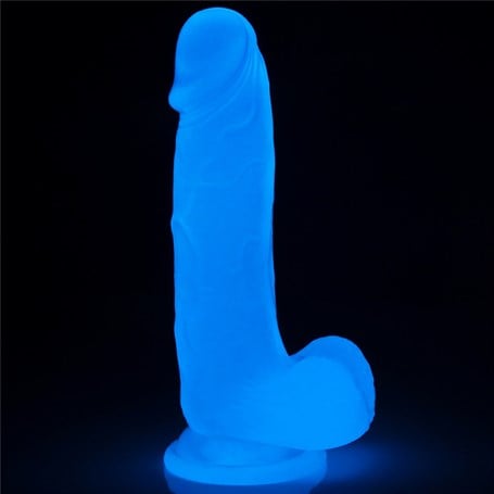 Gece Parlayan Fosforlu 19 cm Realistik Vantuzlu Şeffaf Dildo Penis - kadikoyseksshop.com