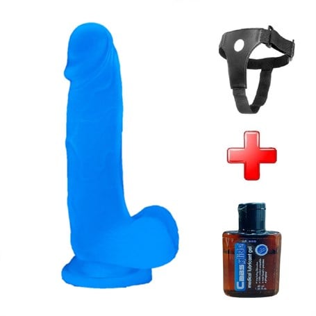 Gece Parlayan Fosforlu Belden Bağlamalı 19 cm Realistik Vantuzlu Şeffaf Dildo Penis - kadikoyseksshop.com