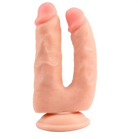 İki Uçlu Vantuzlu Realistik Çatal Dildo - kadikoyseksshop.com