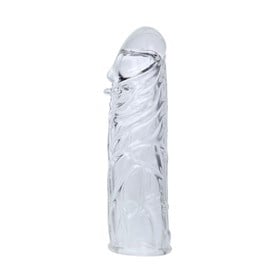 14 cm Damarlı Uzatmalı Şeffaf Silikon Penis Kılıfı - kadikoyseksshop.com