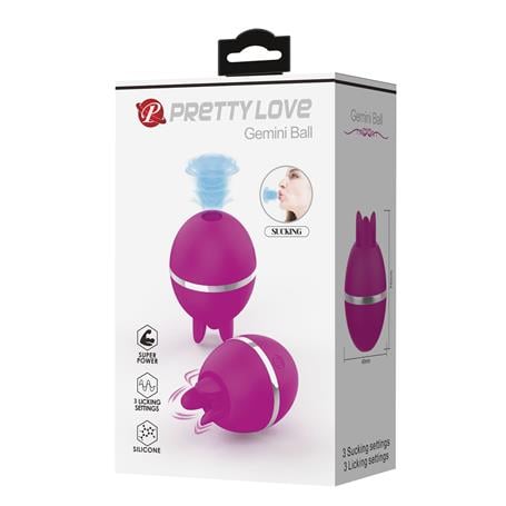 USB Şarjlı 3 Emme ve Dil Uyarım Fonksiyonlu Teknolojik Yumurta Vibratör - Gemini Ball - kadikoyseksshop.com