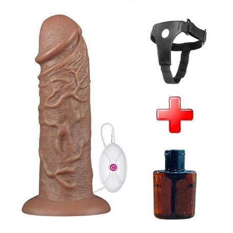 Yeni Nesil Belden Bağlamalı Çift Katmanlı 10 Titreşim Fonksiyonlu 26,6 cm Realistik Kalın Dildo Melez Penis - kadikoyseksshop.com