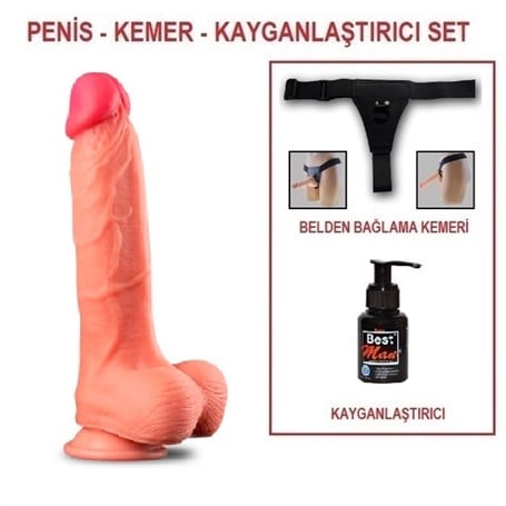 Yeni Nesil Çift Katmanlı Belden Bağlamalı 25 cm Realistik Dildo Penis - kadikoyseksshop.com